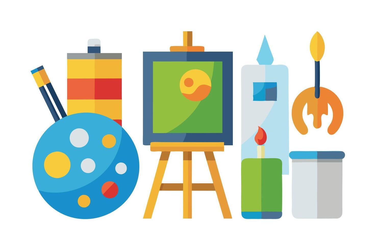 Colorful Flat Art Supplies Illustration for Education or Design vector