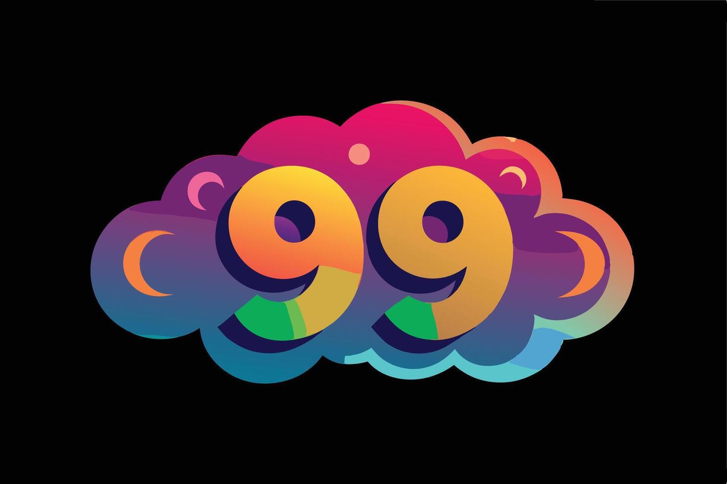 Colorful 99 Logo in a Cloud Shape vector
