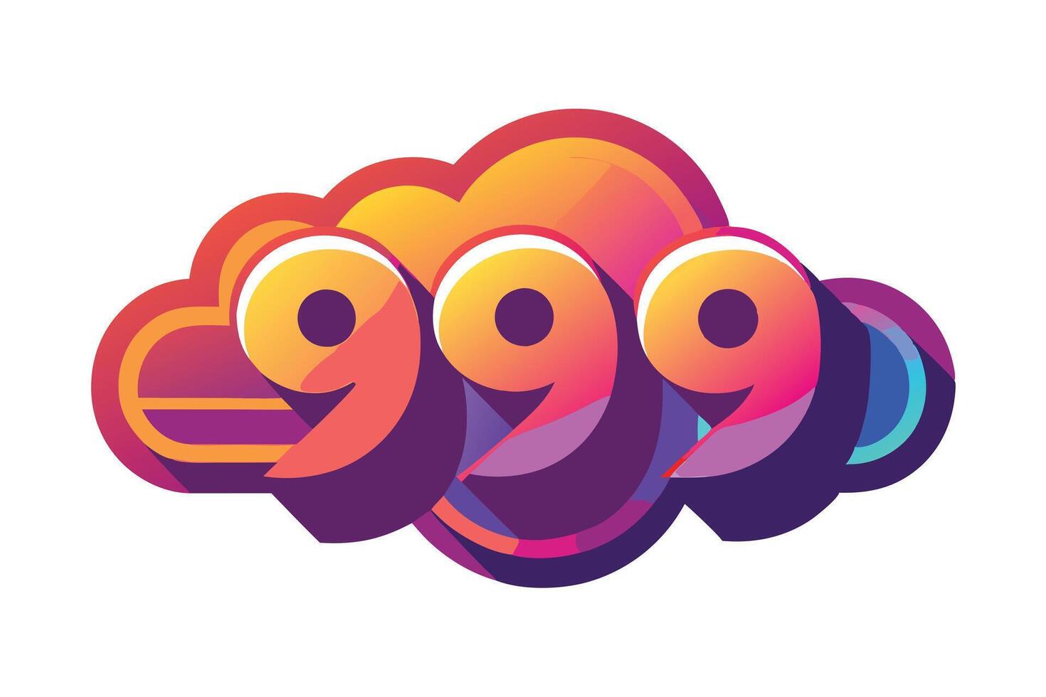 Vibrant 999 Logo Design on a Cloud Shape vector