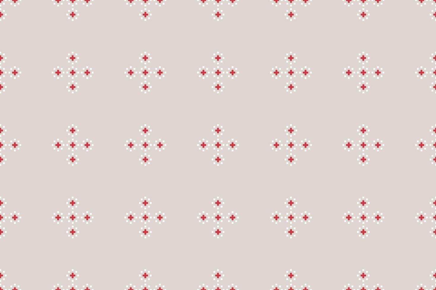Ethnic pattern motif brown cream background pixel art. vector