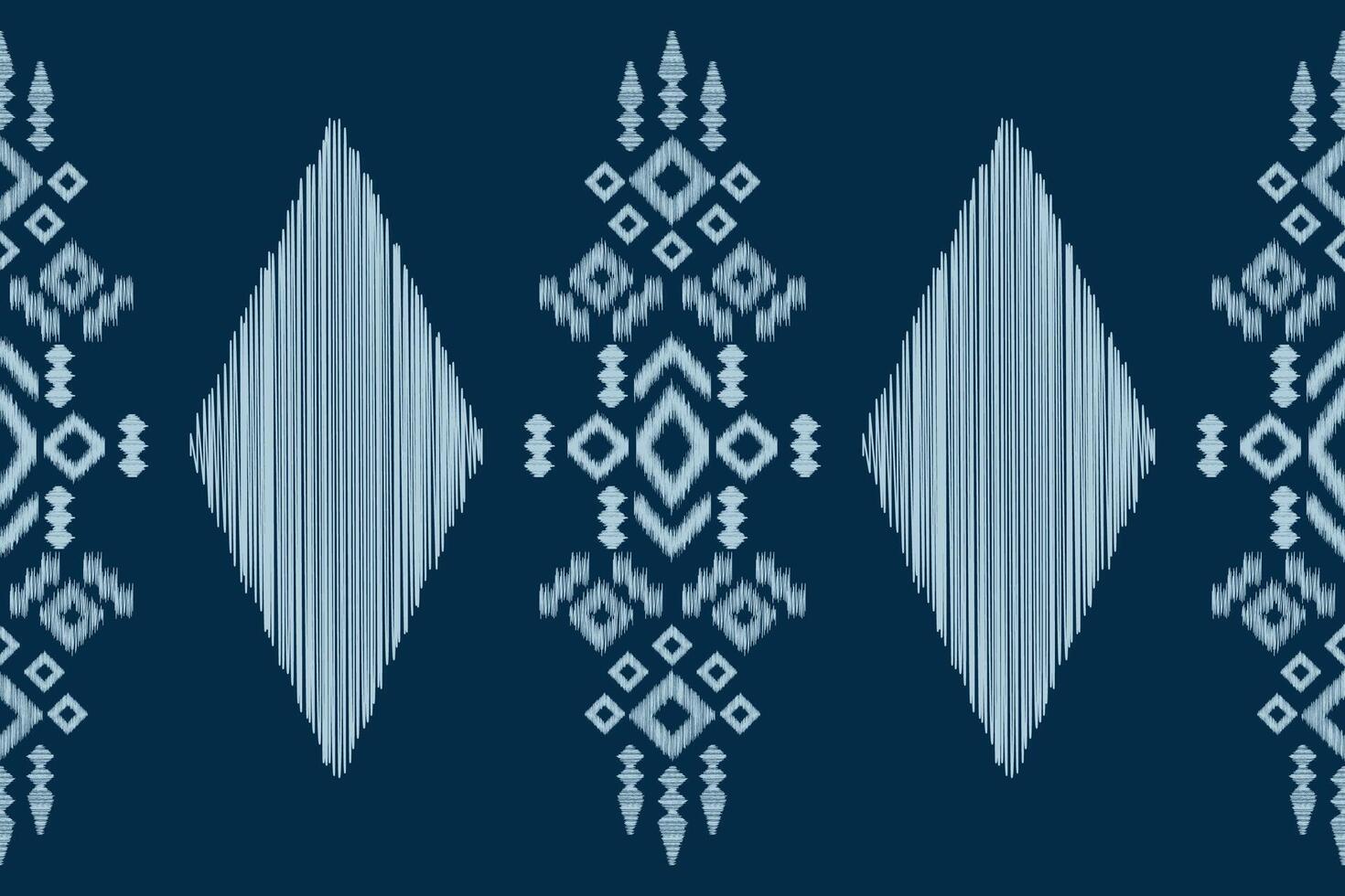 Blue color ikat pattern with ethnic design art decor. vector