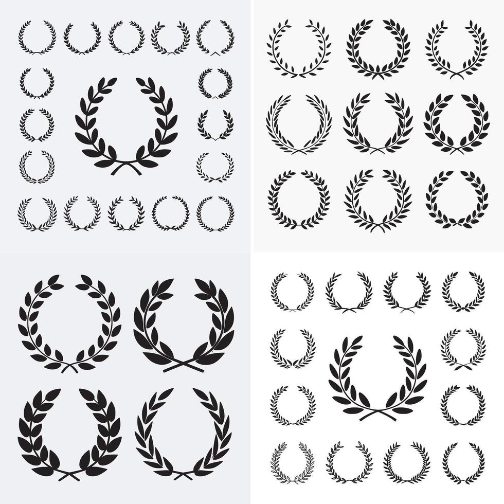 Create a high quality illustration of a black laurel wreath set on a white background vector