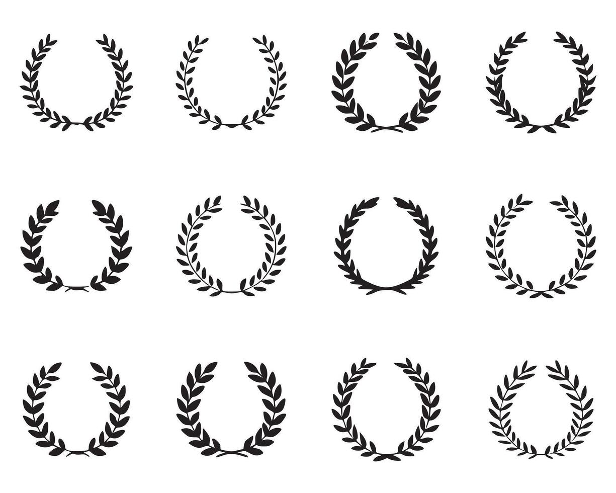 A versatile branding package using this set of 12 different black laurel vector