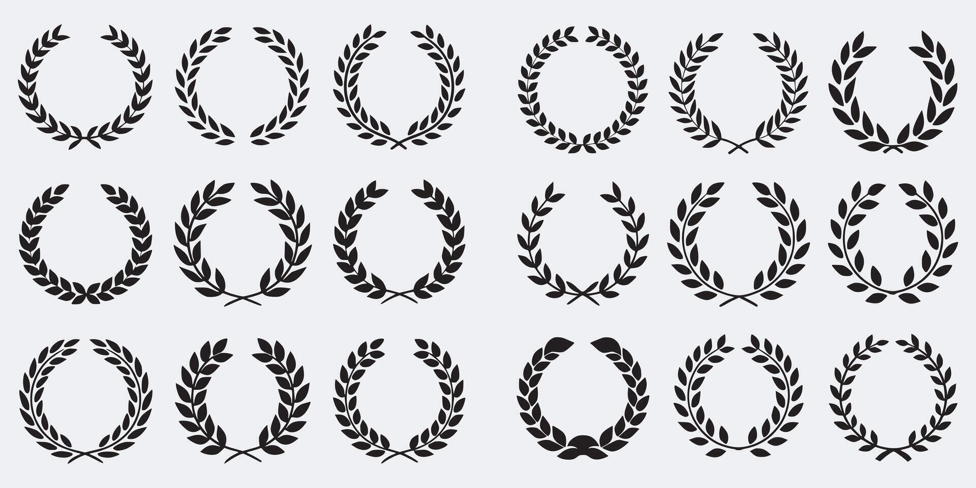 Set of black laurel wreaths vector
