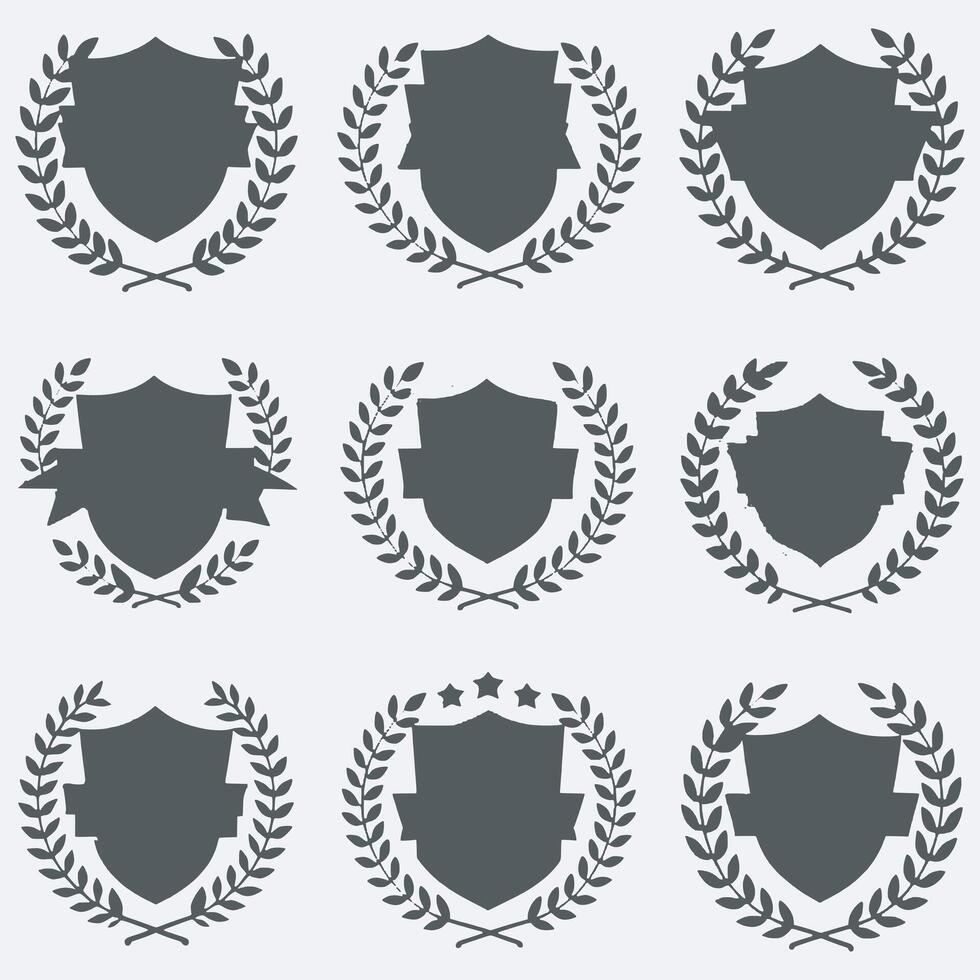 Set of laurel and shield vector