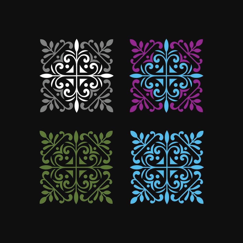 A lace square frames in art deco style, geometric Vintage tile patterns vector