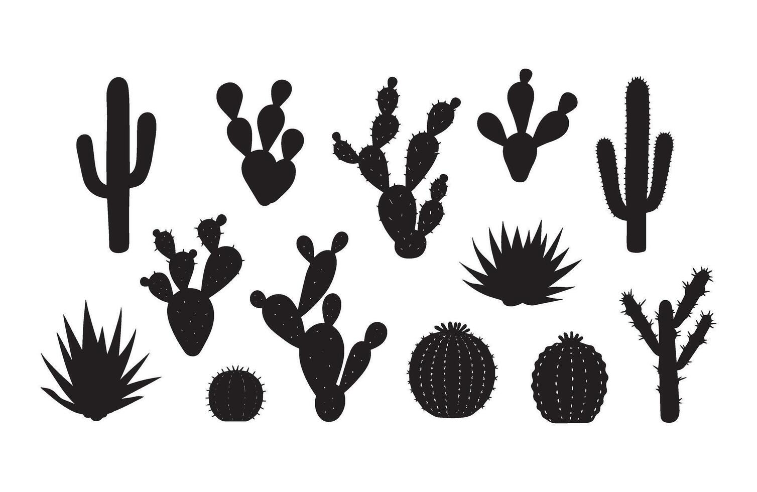 Silhouette Cactus Spiky Art Design Compilation vector