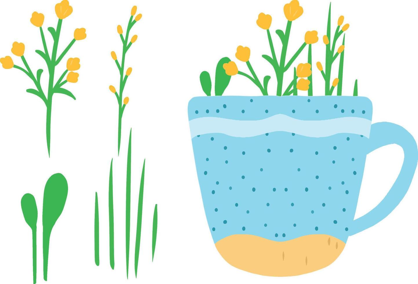 a flower design doodle with pot glass vector