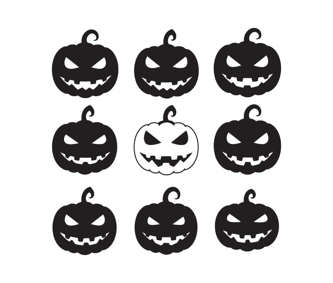 Shadowy Spooky Pumpkin Faces with Evil Glow vector
