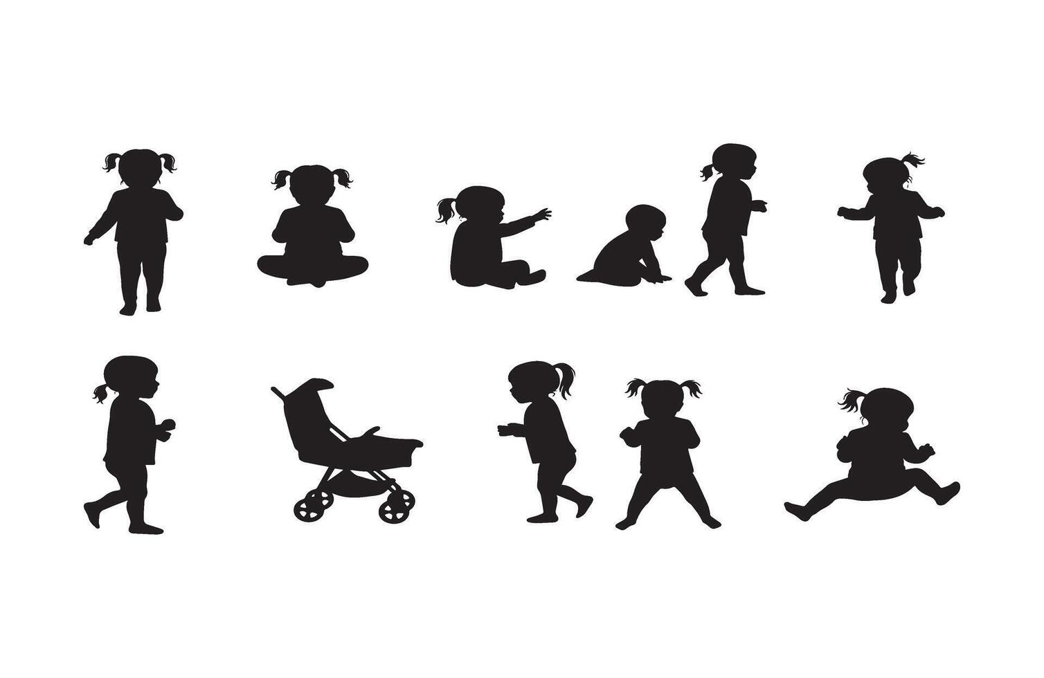 Silhouette Active Toddler Walking vector