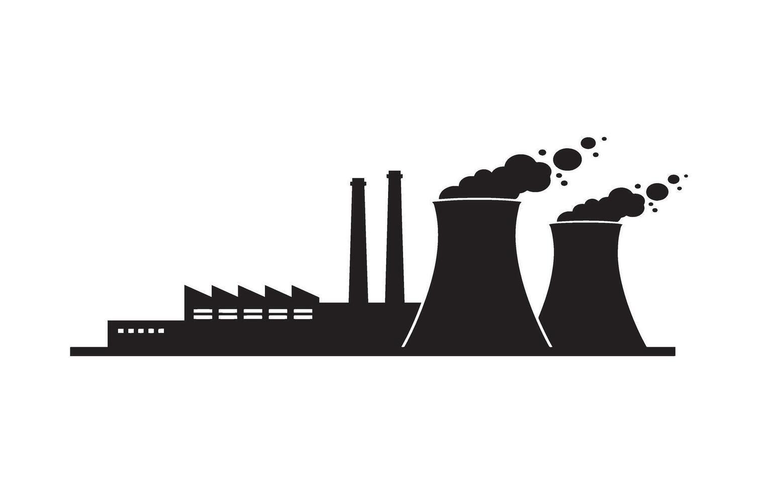 Factory Energy Power Pollution Smoke Industry Scene vector