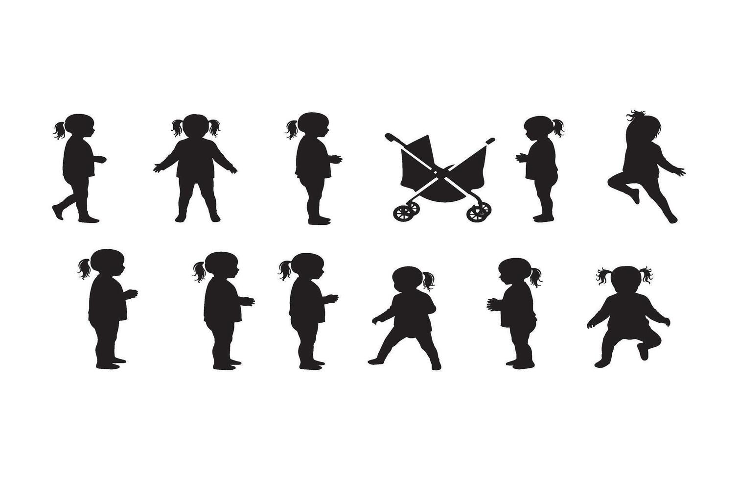 Baby Standing Walking Silhouette Art vector