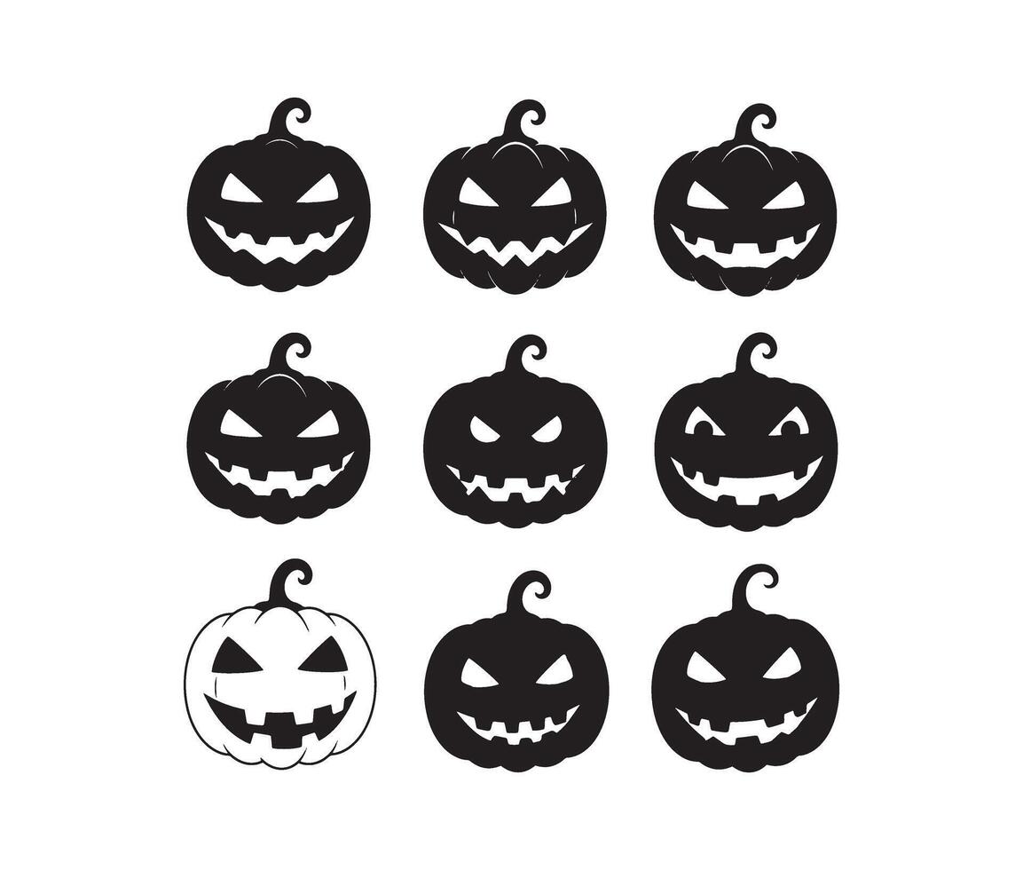 Scary Spooky Pumpkin Faces with Horror Vibes vector