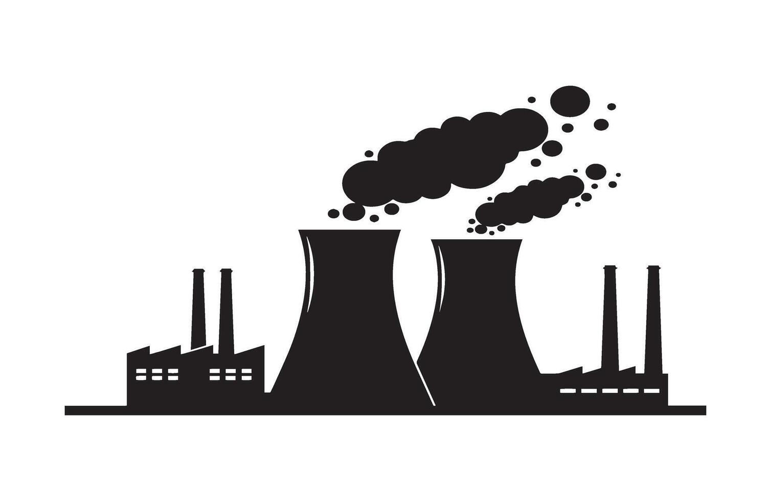 Industrial Power Factory Energy Air Pollution Scene vector