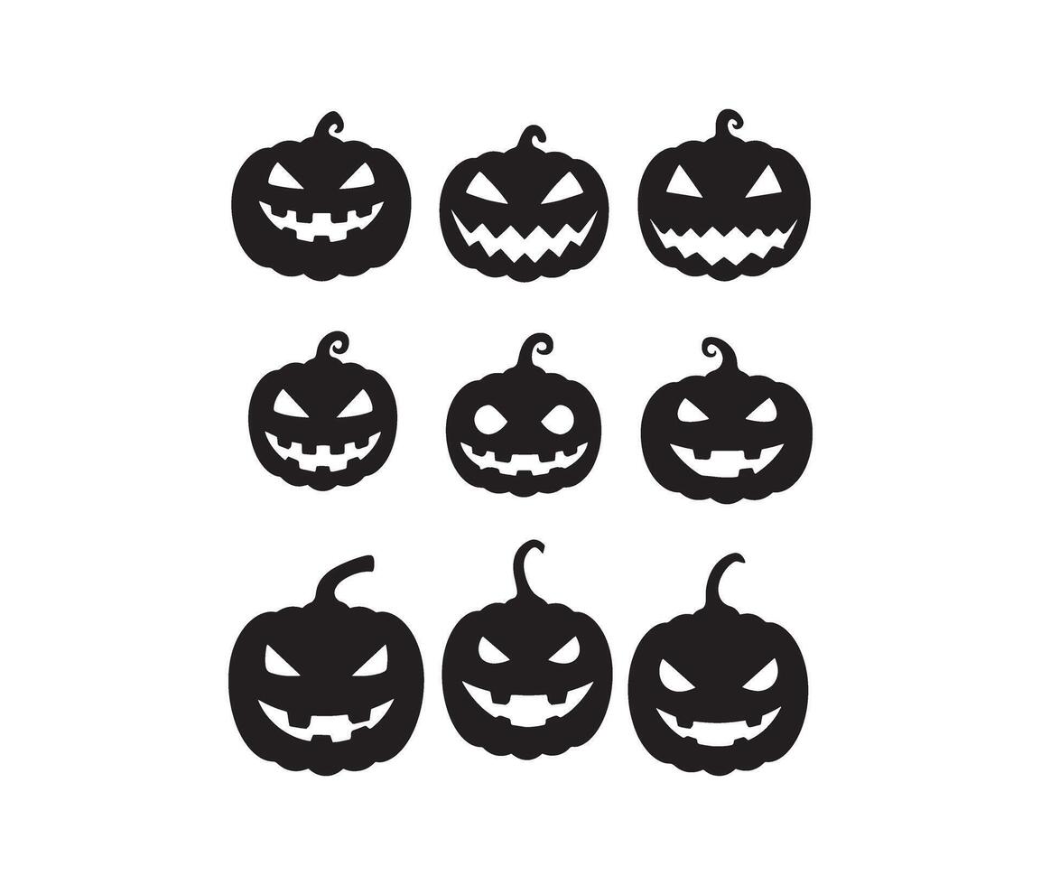 Haunted Spooky Pumpkin Faces with Evil Glow vector