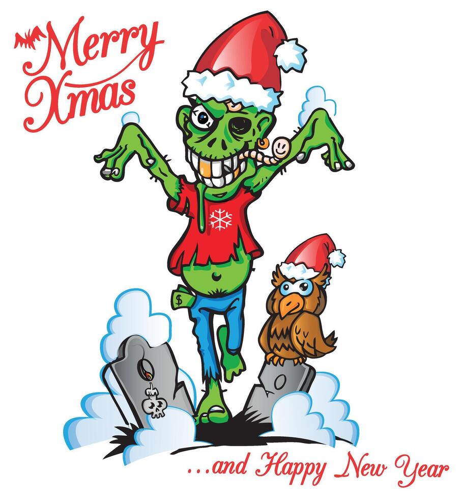 zombie xmas cartoon vector