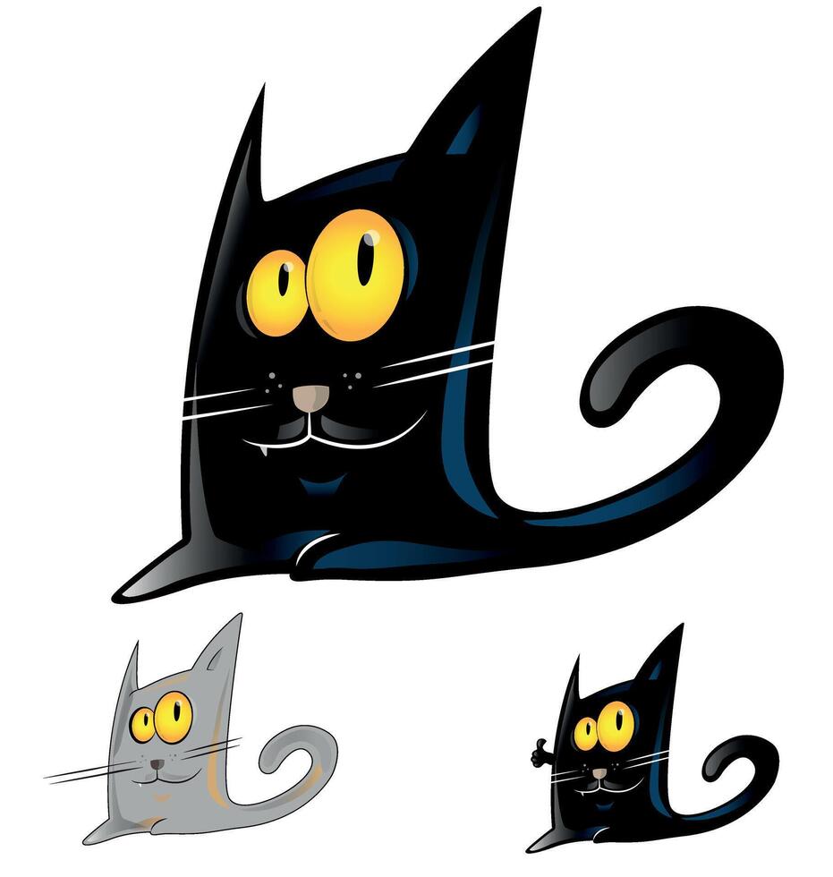 black cat cartoon vector