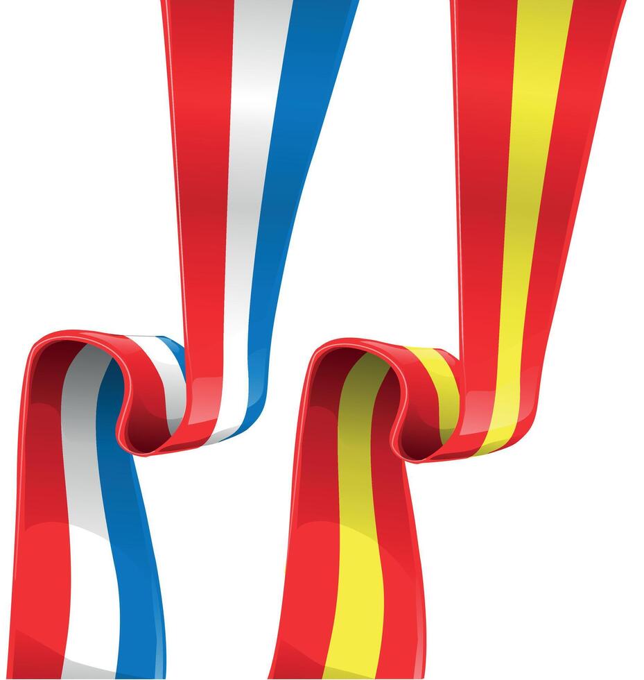 france and spain ribbon flag vector