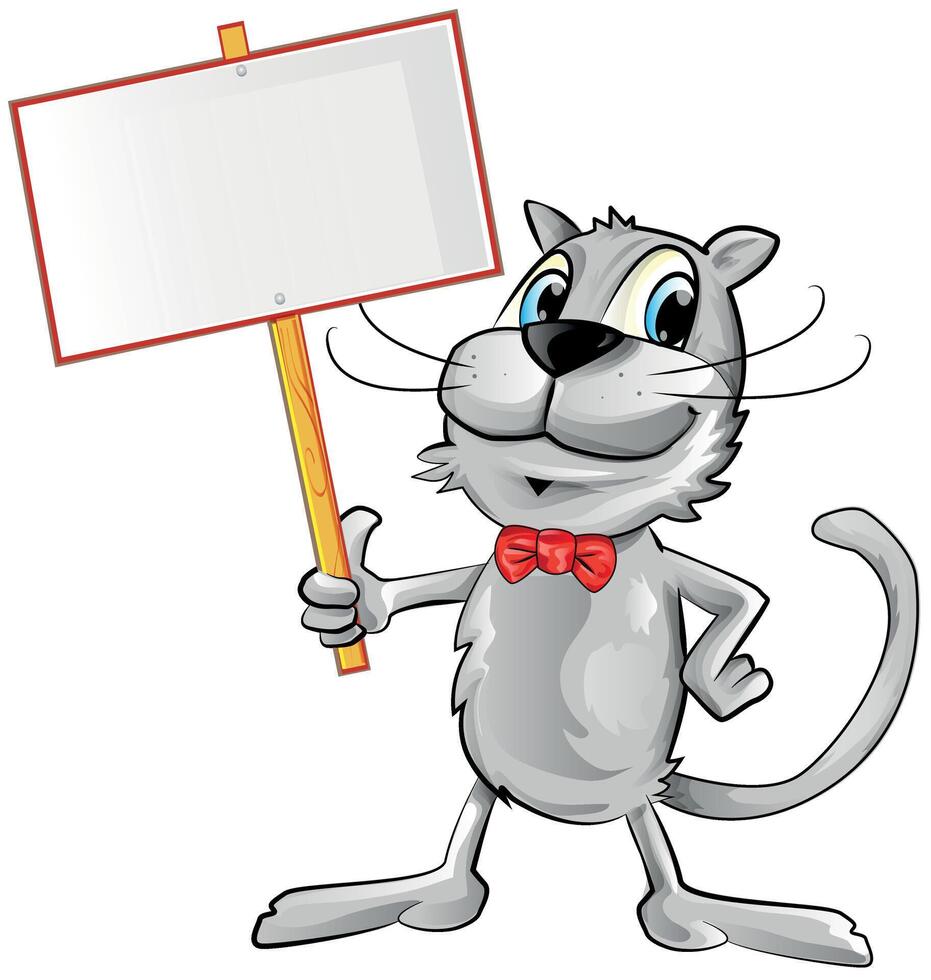 funny cat cartoon with signboard vector