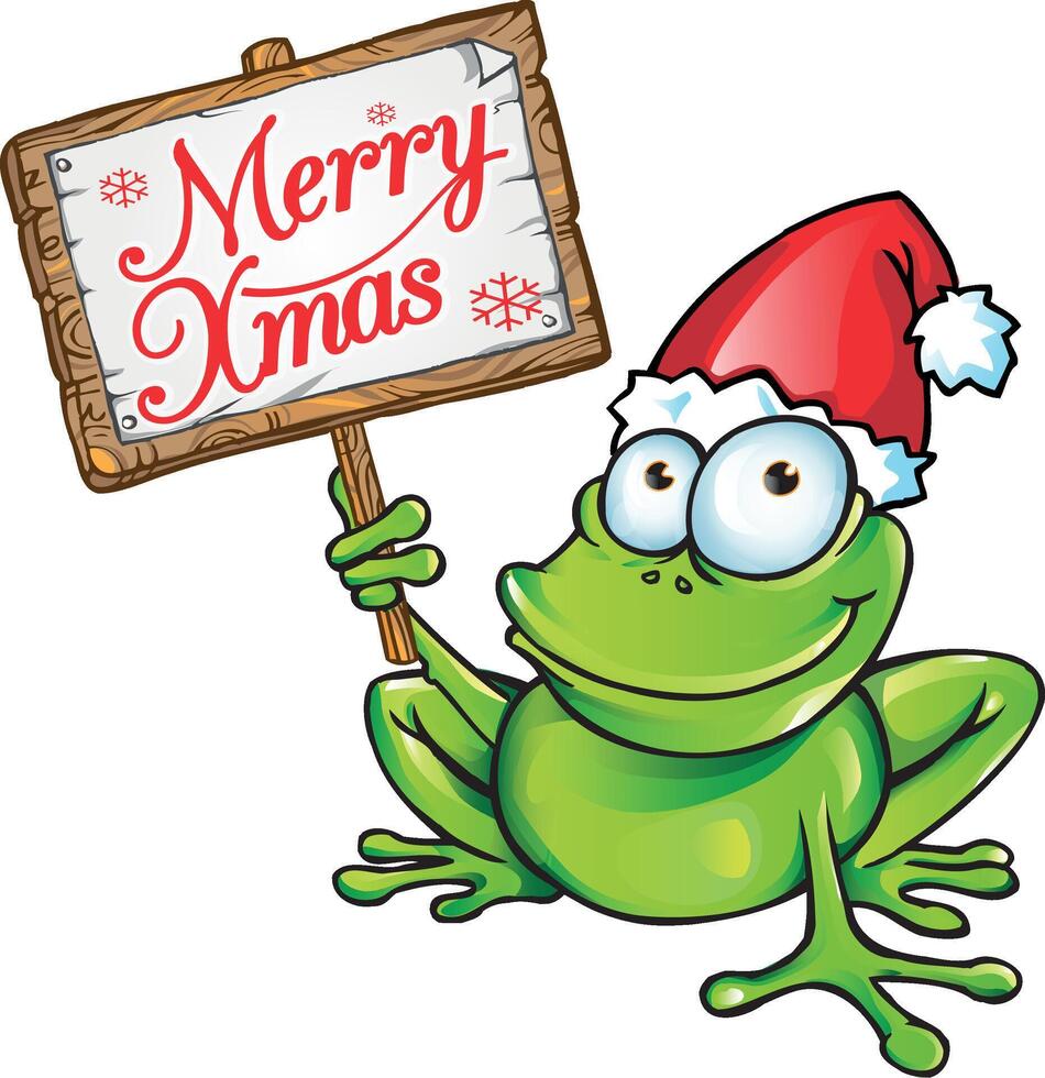 Christmas frog cartoon vector
