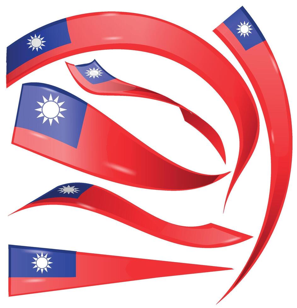 Flag set elements of taiwan. isolated on white background illustration vector