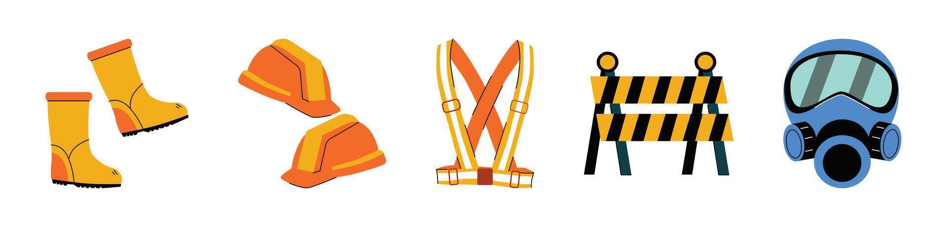 Essential protective safety equipment for construction site workers illustration vector