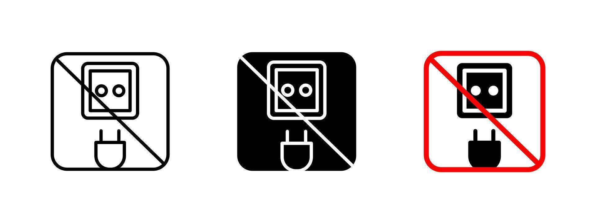 No electricity icon. Prohibited power connection illustration. Electrical restriction sign for safety precautions. Warning symbol for energy hazard prevention and controlled environments. vector