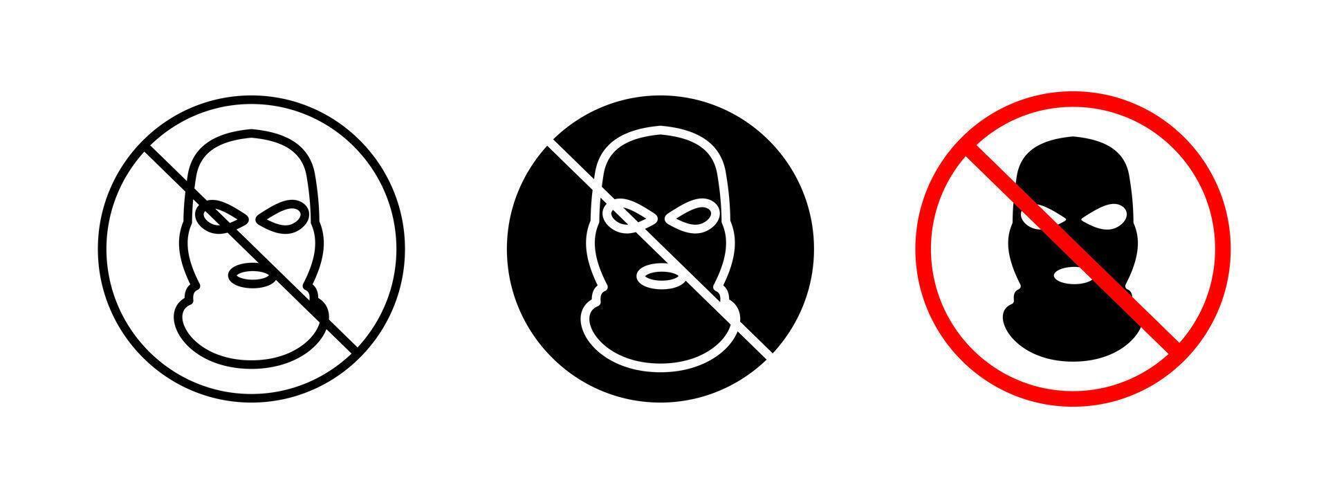 No mask icon. Security warning illustration for prohibited face coverings. Restricted sign for crime prevention and law enforcement. Safety alert symbol against anonymity and illegal activities vector