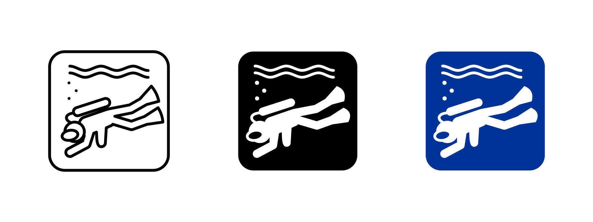 Diving icon. Underwater scuba illustration. Breathing equipment and marine exploration symbol. Adventure and recreation sign for ocean safety and deep-sea activities. vector