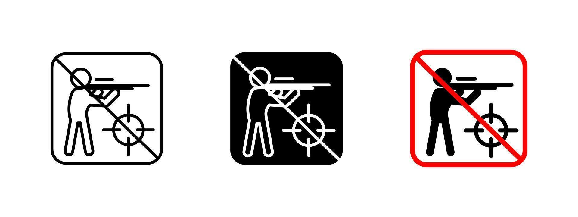 No hunting icon. Prohibited firearm use illustration. Rifle ban and wildlife protection symbol. Restriction sign for conservation areas and environmental safety regulations. vector