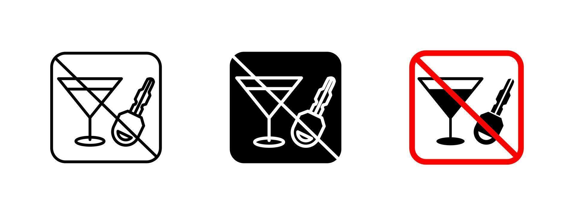 No alcohol driving icon. Drunk driving prohibition illustration for road safety. Warning symbol for DUI prevention and responsible vehicle operation. No drinking and driving sign. vector