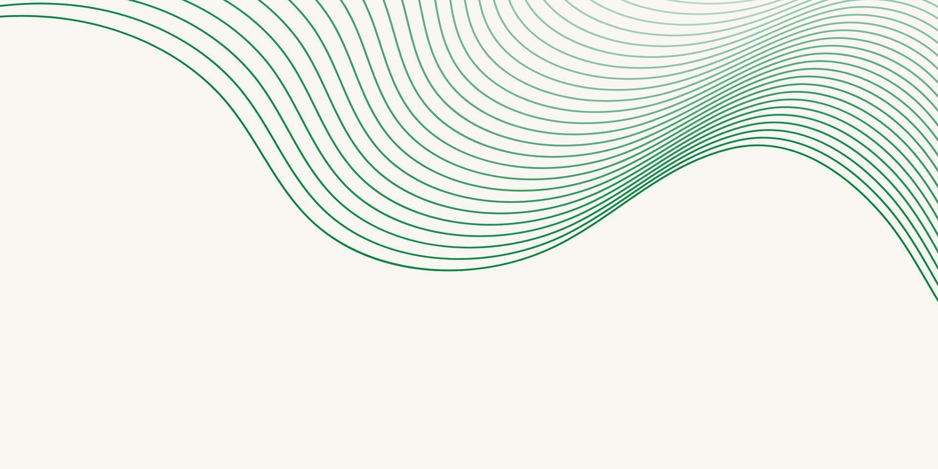 Green wavy lines background. Elegant motion flowing lines backdrop. Smooth green thin lines waves modern design for banner, brochure, website, ads, posters vector