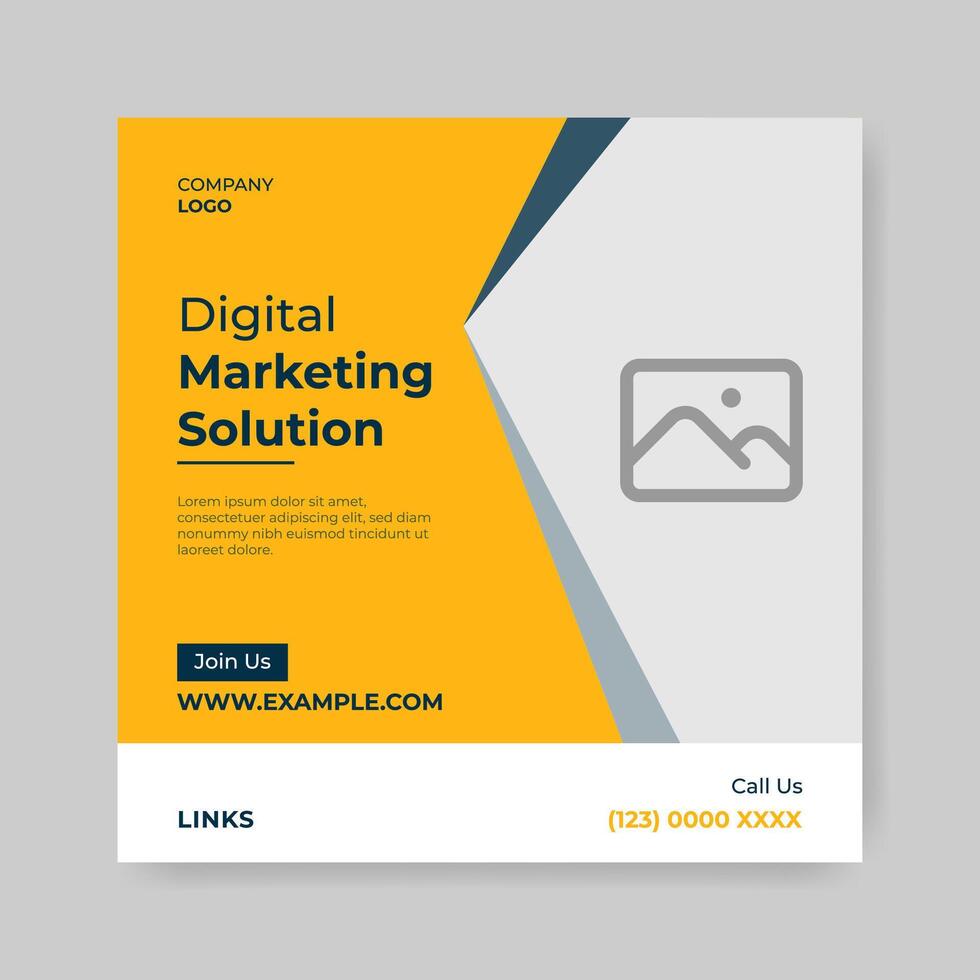 Digital marketing social media post template. Banner for digital business marketing on social media Facebook Instagram. Marketing solution post web. vector