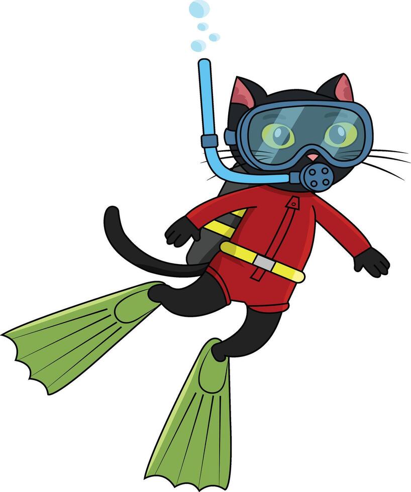 Cat Diving Underwater vector