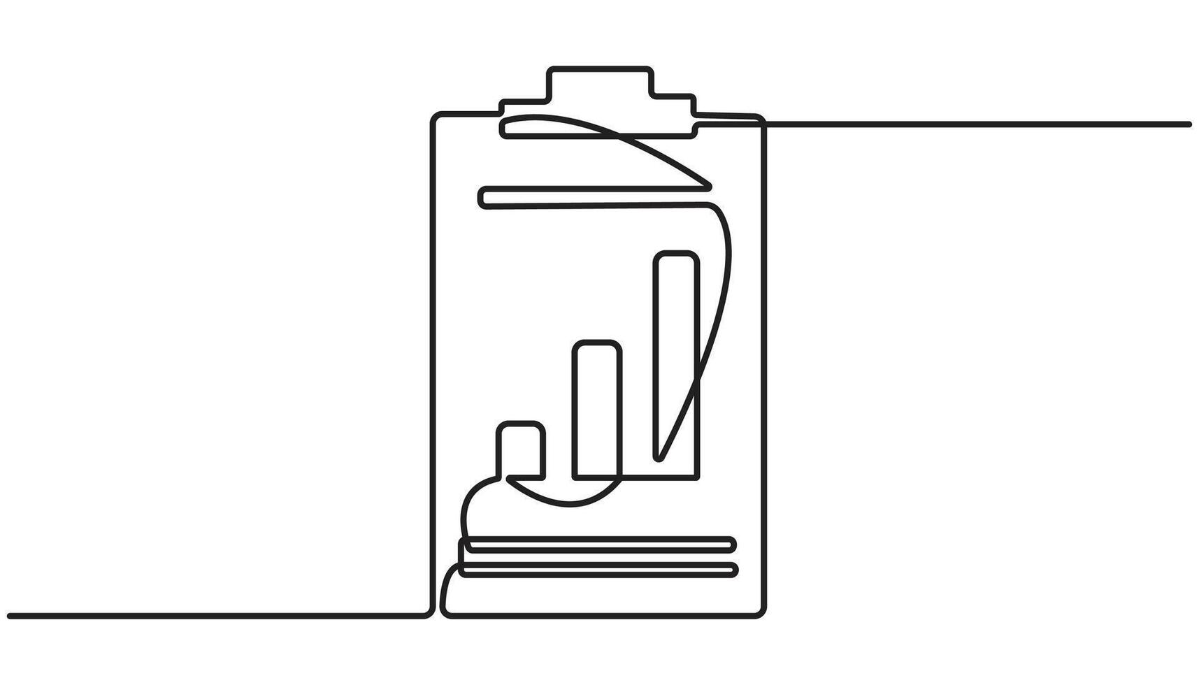 Continuous one line drawing of clipboard with statistics graph. One line drawing illustration of graph on clipboard. simple vector
