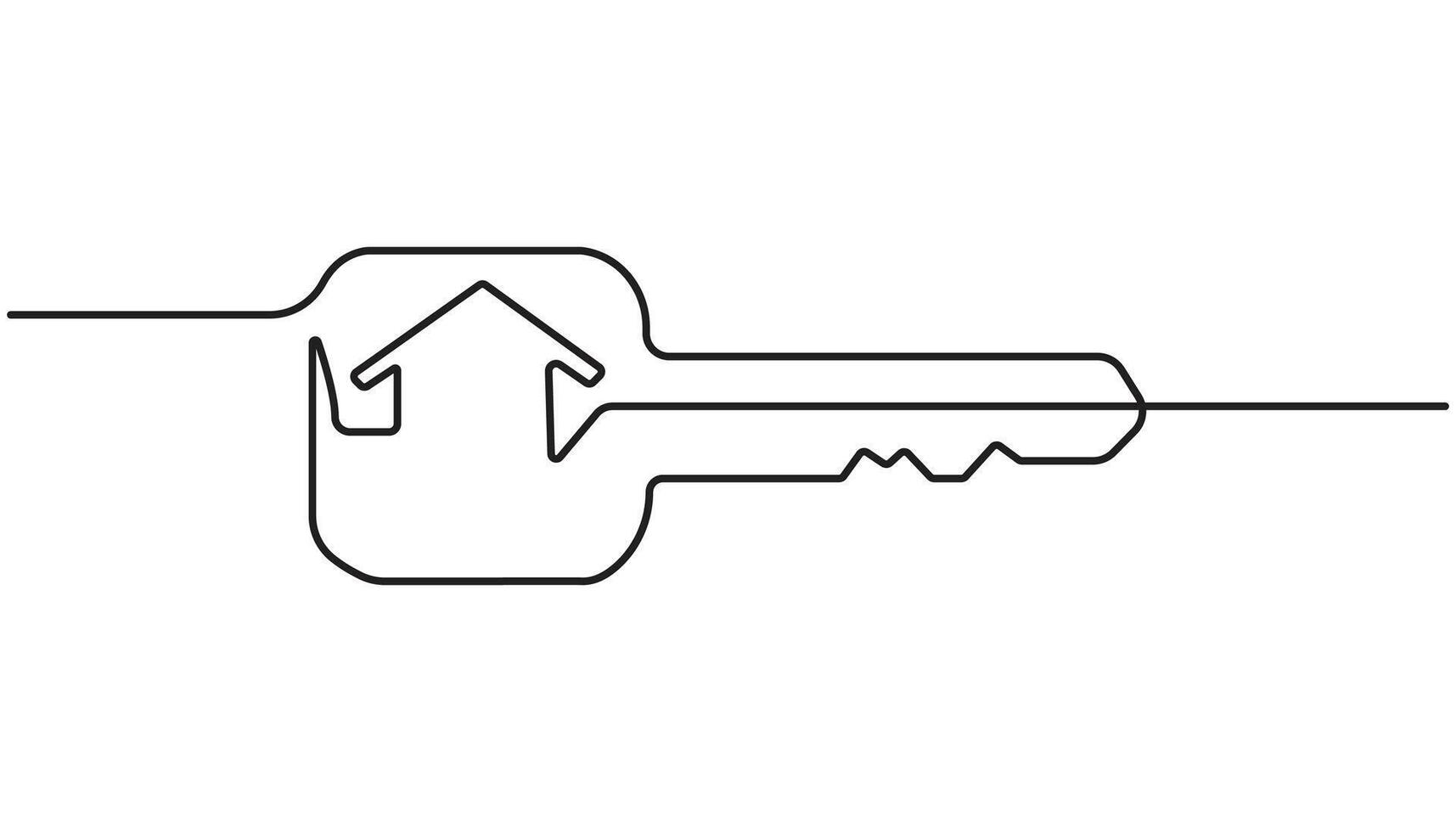 house keys, Real Estate Line Icon continuous one line drawing vector