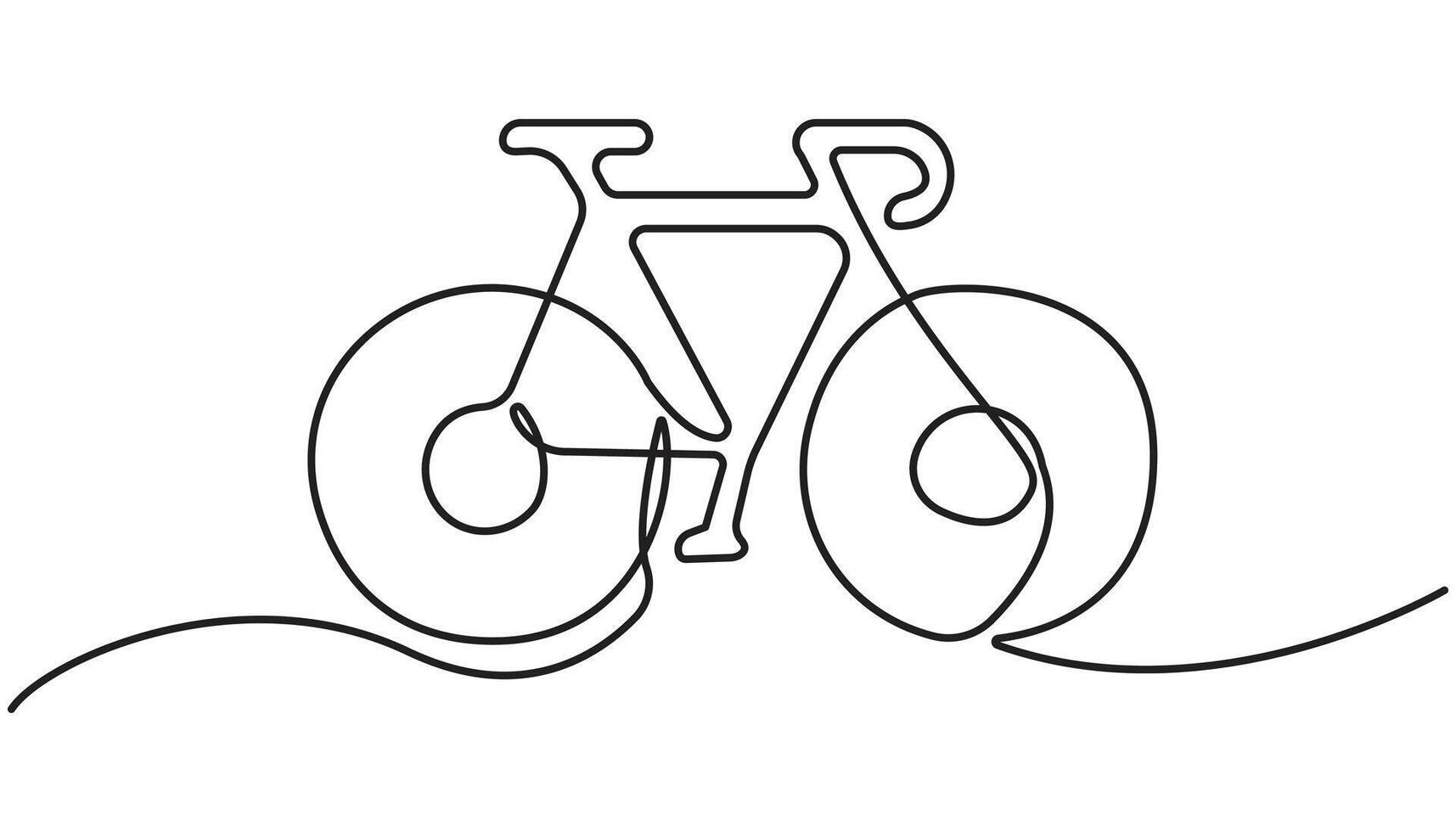 One line continuous bike sports symbol concept. Fitness healthy lifestyle bicycle biking activity. Digital white single line simple minimalist vector