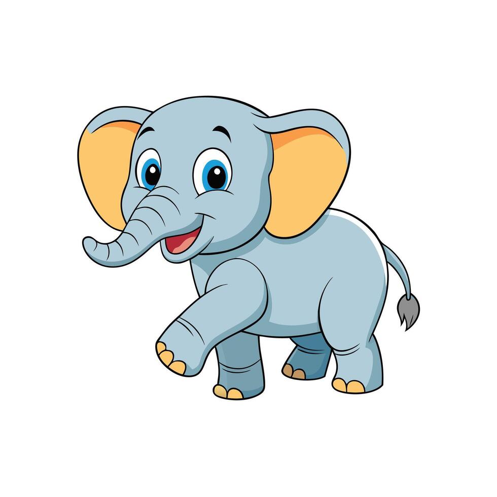 Cute elephant walking happy isolated cartoon animal illustration Flat Style vector
