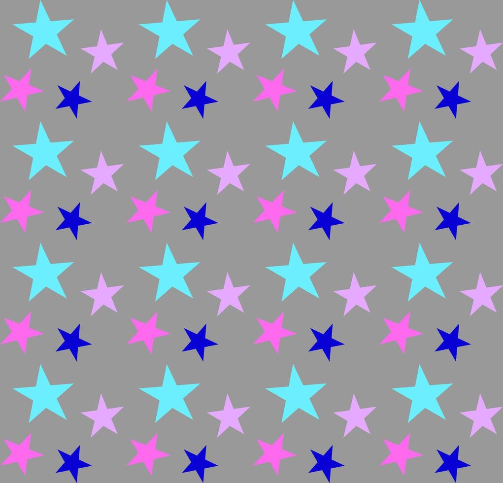 Seamless abstract pattern with multicolored stars on a gray background vector