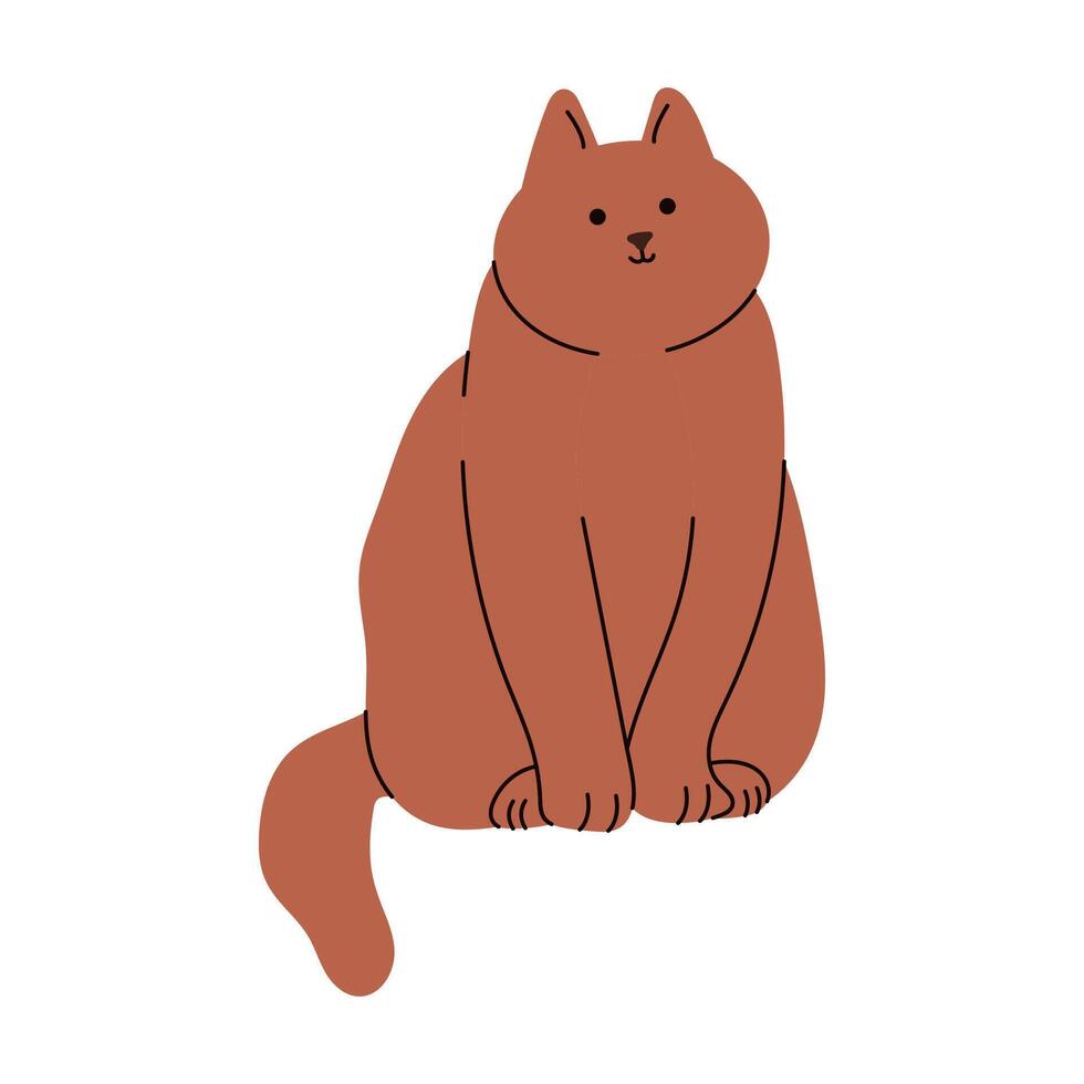 Flat Brown Cat Shy vector