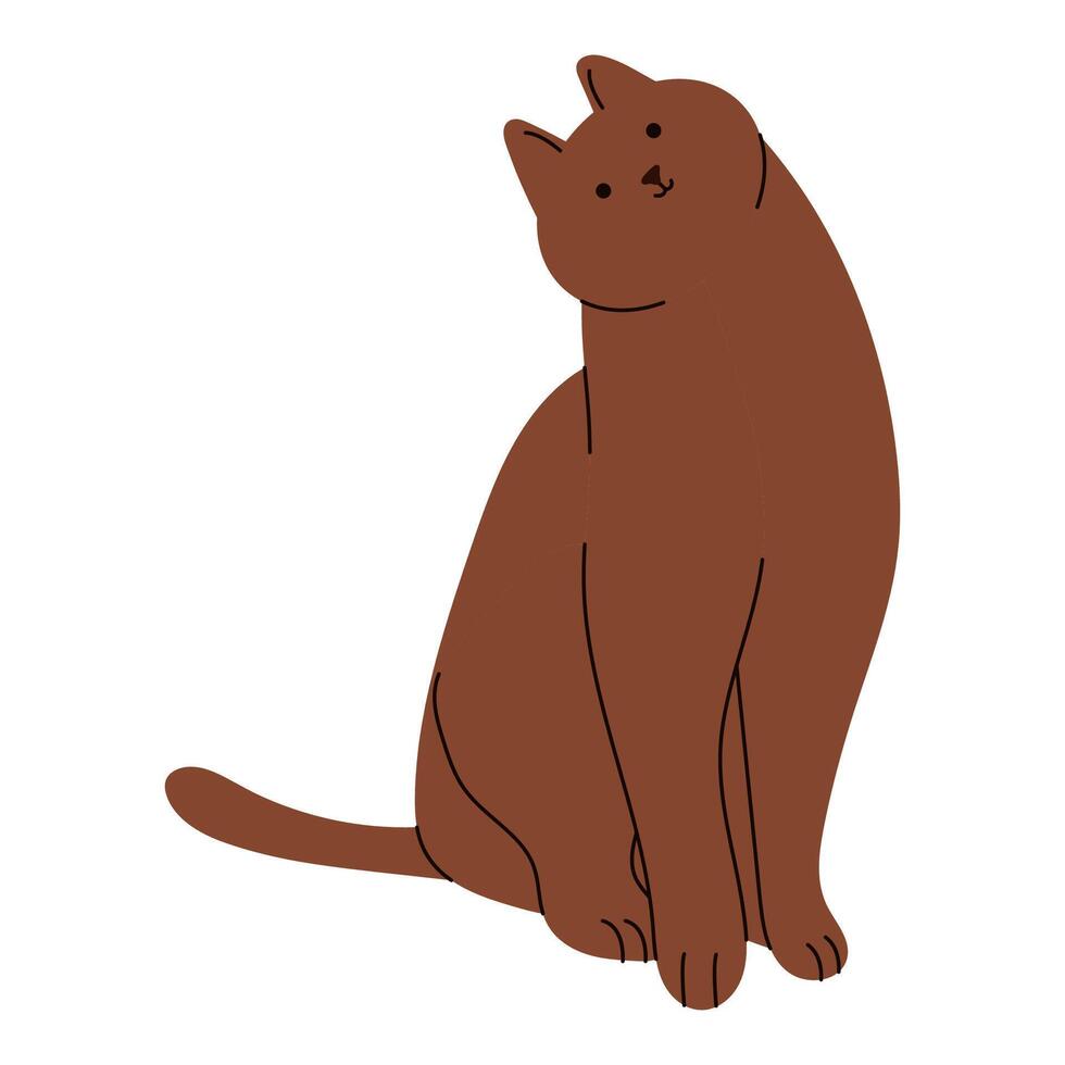 Flat Friendly Brown Cat vector