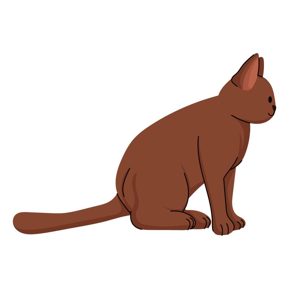 Brown Cat Curious Flat vector