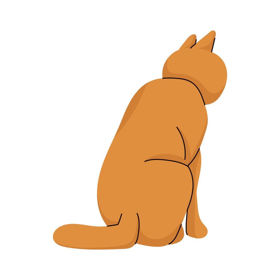 Orange Cat Shy Flat vector