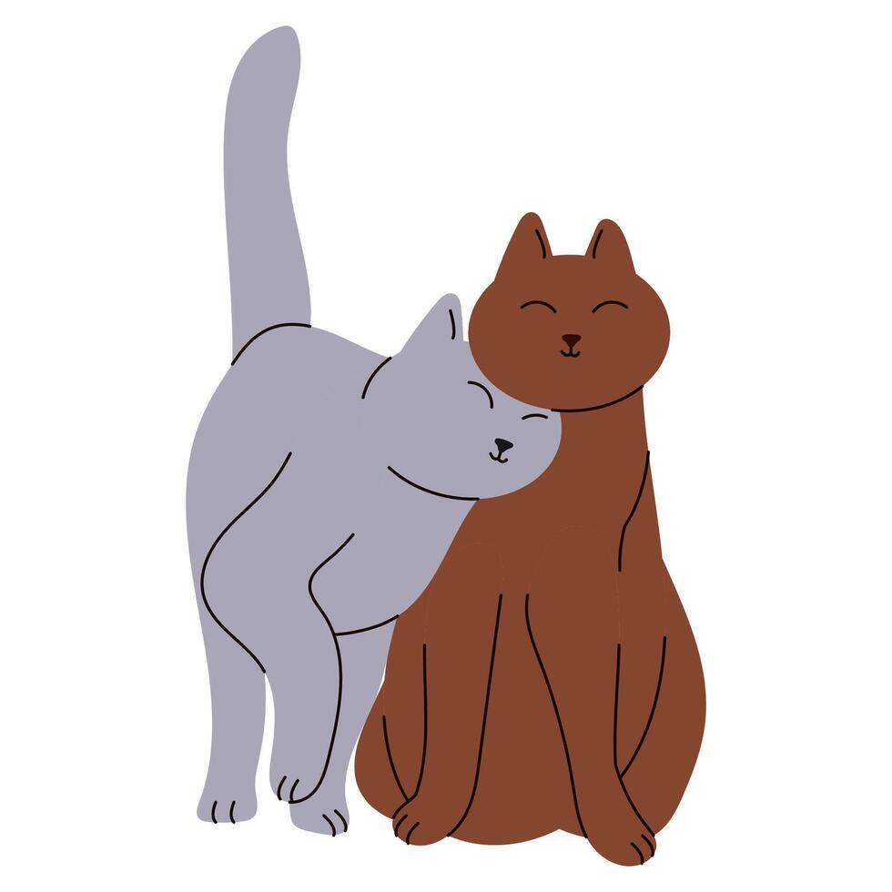Flat Couple Cat Cute vector