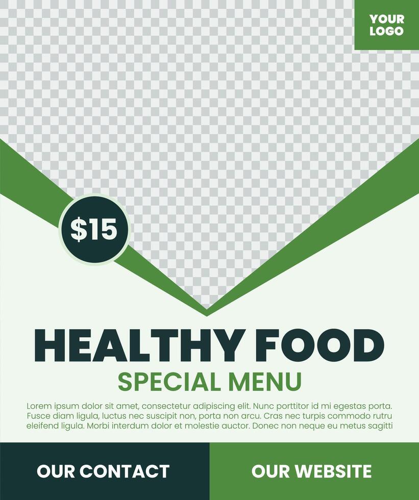Healthy Food Template Design For Social Media vector