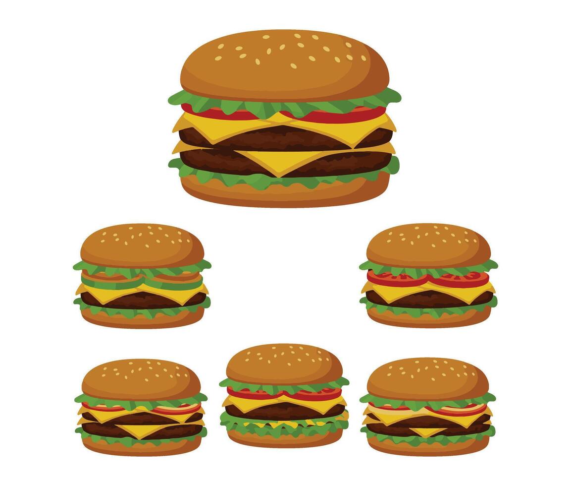 Appetizing Tasty Burger Set vector