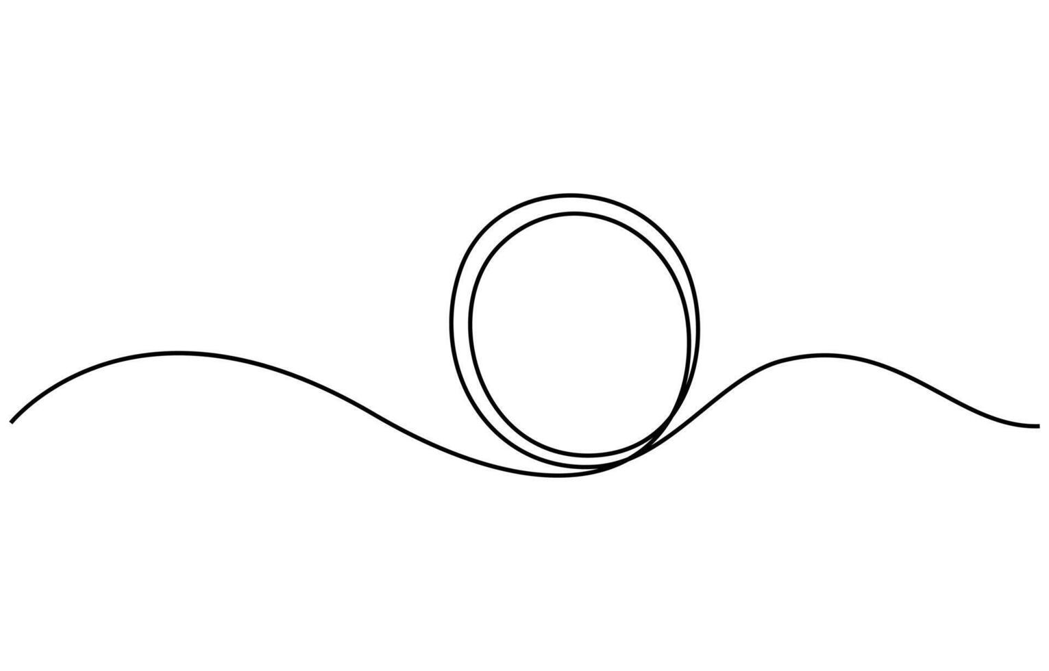 Continuous single line drawing of round frame vector