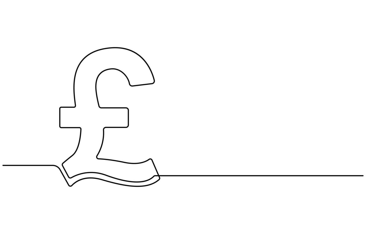 one Line art of pound coin sign vector