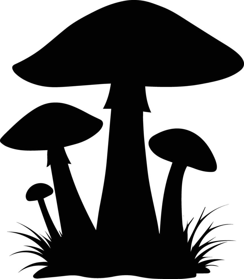 Stylish Mushroom Silhouette Designs for Nature-Inspired Artworks vector