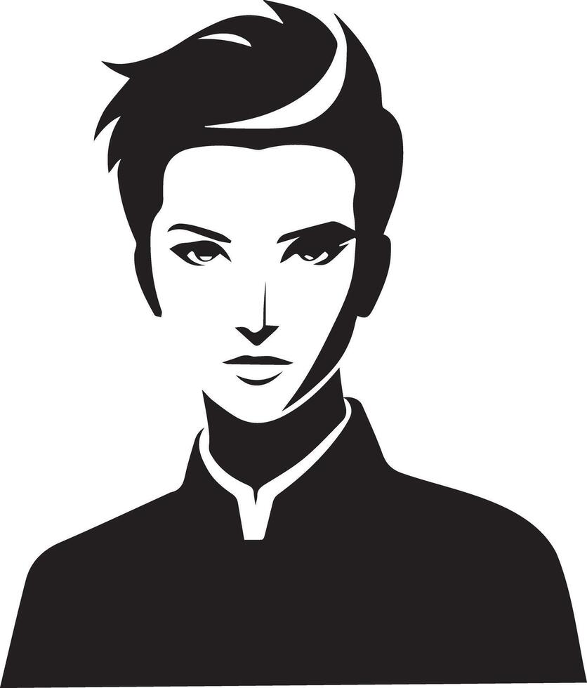 A stylish silhouette illustration of a smart human cameo vector